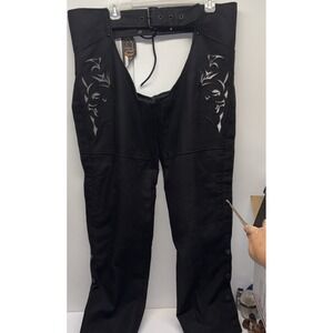 Milwaukee Women's Motorcycle Leather‎ Chaps XL SH-1182 Tribal Embroidery